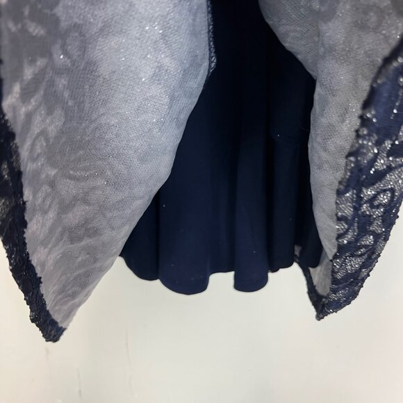 NWT Speechless Fit & Flare Dress Navy Lace Silver Glitter Padded Bust Size 5 - Picture 2 of 5